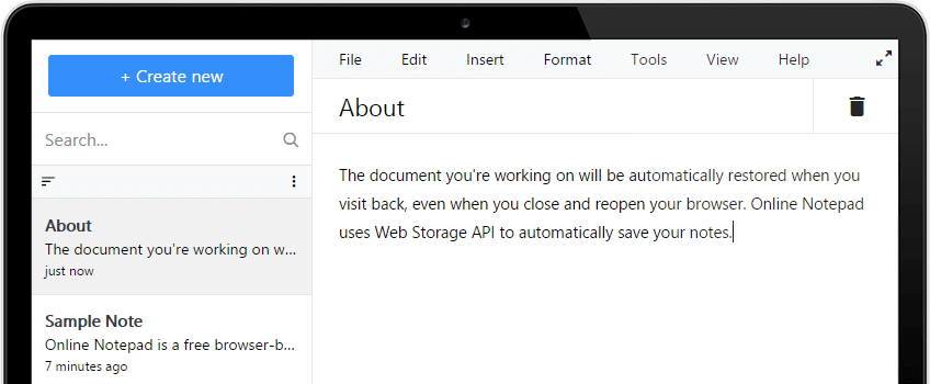 Knowseo Online Notepad Screenshot